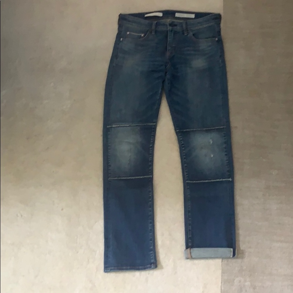 Parallel straight patch knee jeans size 30